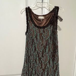Brown with Green Lace Altar’d State Dress size Small